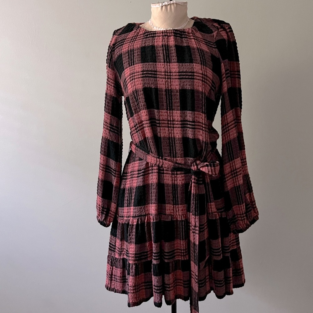 Anthropologie Cloth & Stone stretchy plaid dress never worn xs/s